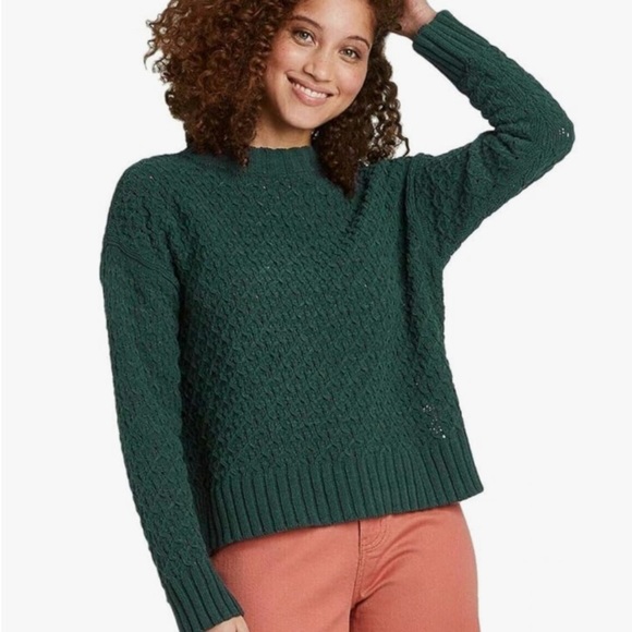 a new day Sweaters - A New Day Green Cable Knit Long Sleeved Sweater Green Small